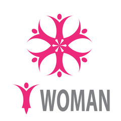 Vector logo spa, yoga and relax. Woman in the flower