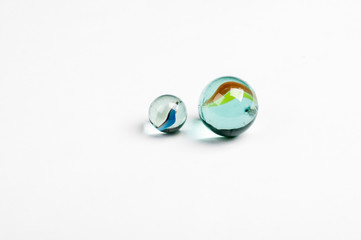 glass marbles on the white background