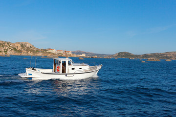 Boat in Mediterranean sea.