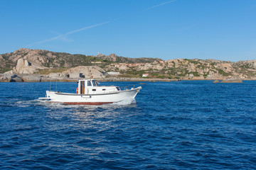 Fototapeta na wymiar Boat in Mediterranean sea.