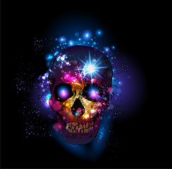 Череп в ярких световых вспышках