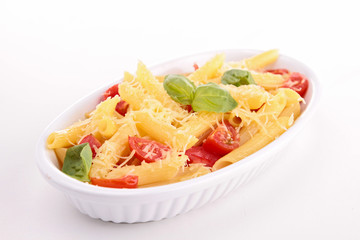 pasta with cheese, tomato and basil