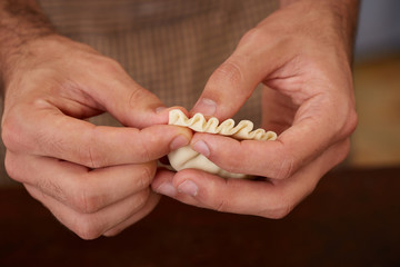 Preparing homemade dim-sum asian dumplings