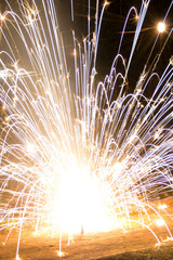 Fire spinning from steel wool