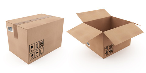 open and closed cardboard box