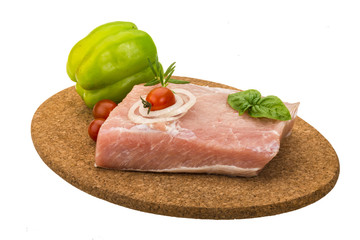 Raw pork with onion, basil and rosemary
