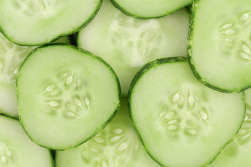 Close up fresh green sliced cucumber