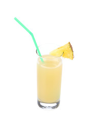 Pineapple juice in a glass. Close up
