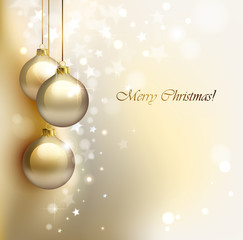 Christmas background with gold evening balls