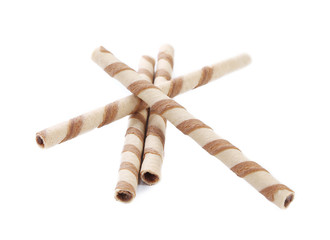 Waffle roll with chocolate cream.