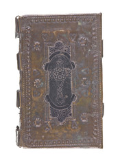 Old book cover isolated on white