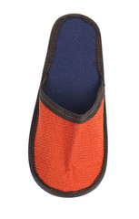 Close up of red slipper.