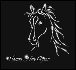 Horse. Happy new year 2014. Vector eps 10.