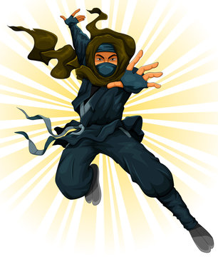 cartoon ninja in action