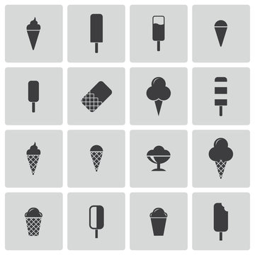 Vector Black Ice Cream Icons Set