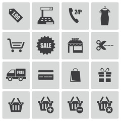Naklejka premium Vector black shopping icons set