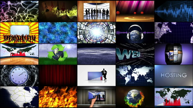 Wall Monitors, with Alpha Channel, Loop