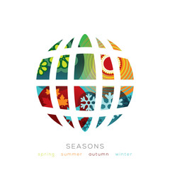 Vector Globe illustration with four seasons concept