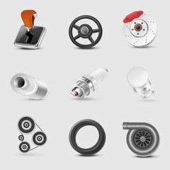 car parts vector icon set