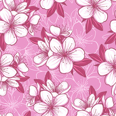 Fototapeta na wymiar Seamless pattern with cherry blossom