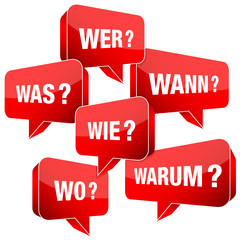 Sprechblasen Fragen rot