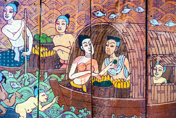 Obraz na płótnie Canvas Traditional Thai style art stories of religion