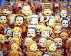 Fototapeta na wymiar Mob of doll faces