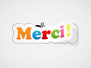 Etiquette "MERCI" (carte remerciements gratitude joie plaisir) © Web Buttons Inc
