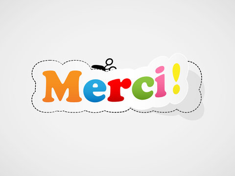 Etiquette "MERCI" (carte remerciements gratitude joie plaisir)