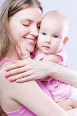 picture of happy mother with baby