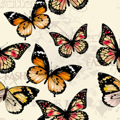Seamless vector wallpaper pattern  with butterflies