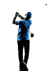 Papier Peint photo Golf man golfer golfing golf swing  silhouette