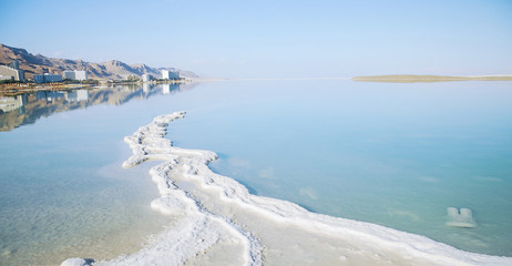 mineral salt on the shore of the Dead Sea