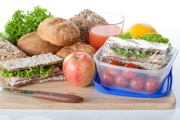 Fresh crunchy bread and lunch box