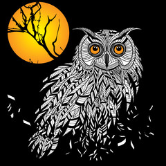 Owl bird head as halloween symbol for mascot or emblem design