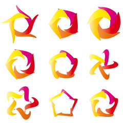 Set -  Icon mit fünf Farben - Gelb - Orange - Rot