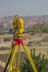 Total station on tripod