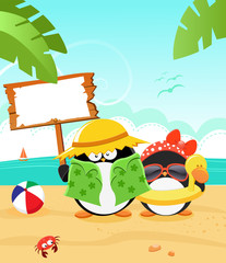 Naklejka premium Summer Penguins
