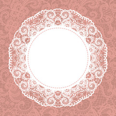 Elegant doily on lace gentle background. Scrapbook element.
