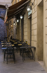 Outdoor tables of a restaurant