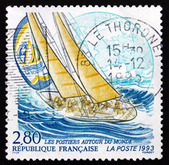 Postage stamp France 1993 Yacht La Poste, Whitbread Trans-global