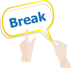 hands holding abstract cloud with break word