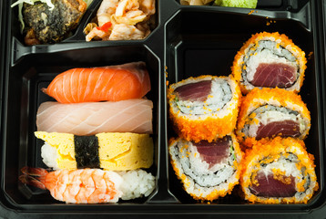 Assortment of traditional japanese sushi