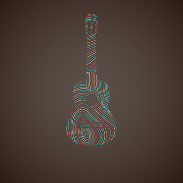 illustration with the multicolored guitar