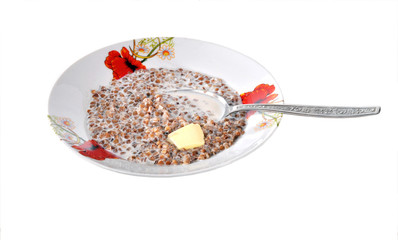The plate with porridge