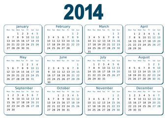 simple editable vector calendar 2014