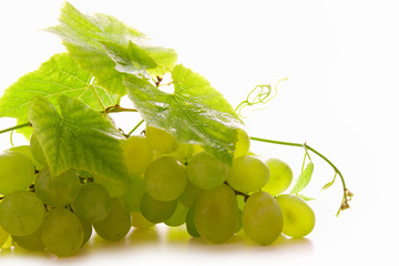 Fresh grapes isolated on white background.