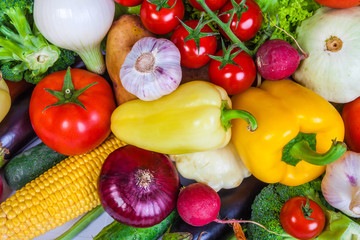 Group of fresh vegetables isolated on a white background