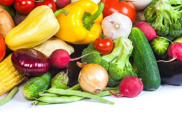 Group of fresh vegetables isolated on a white background