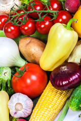 Group of fresh vegetables isolated on a white background